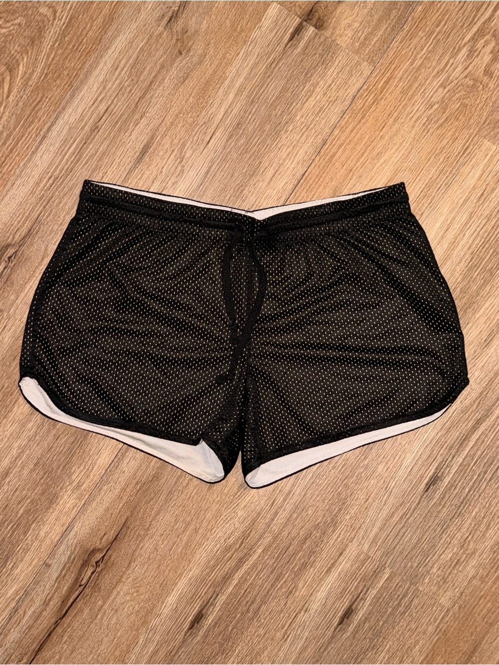 Black Mesh Running Shorts with White Trim